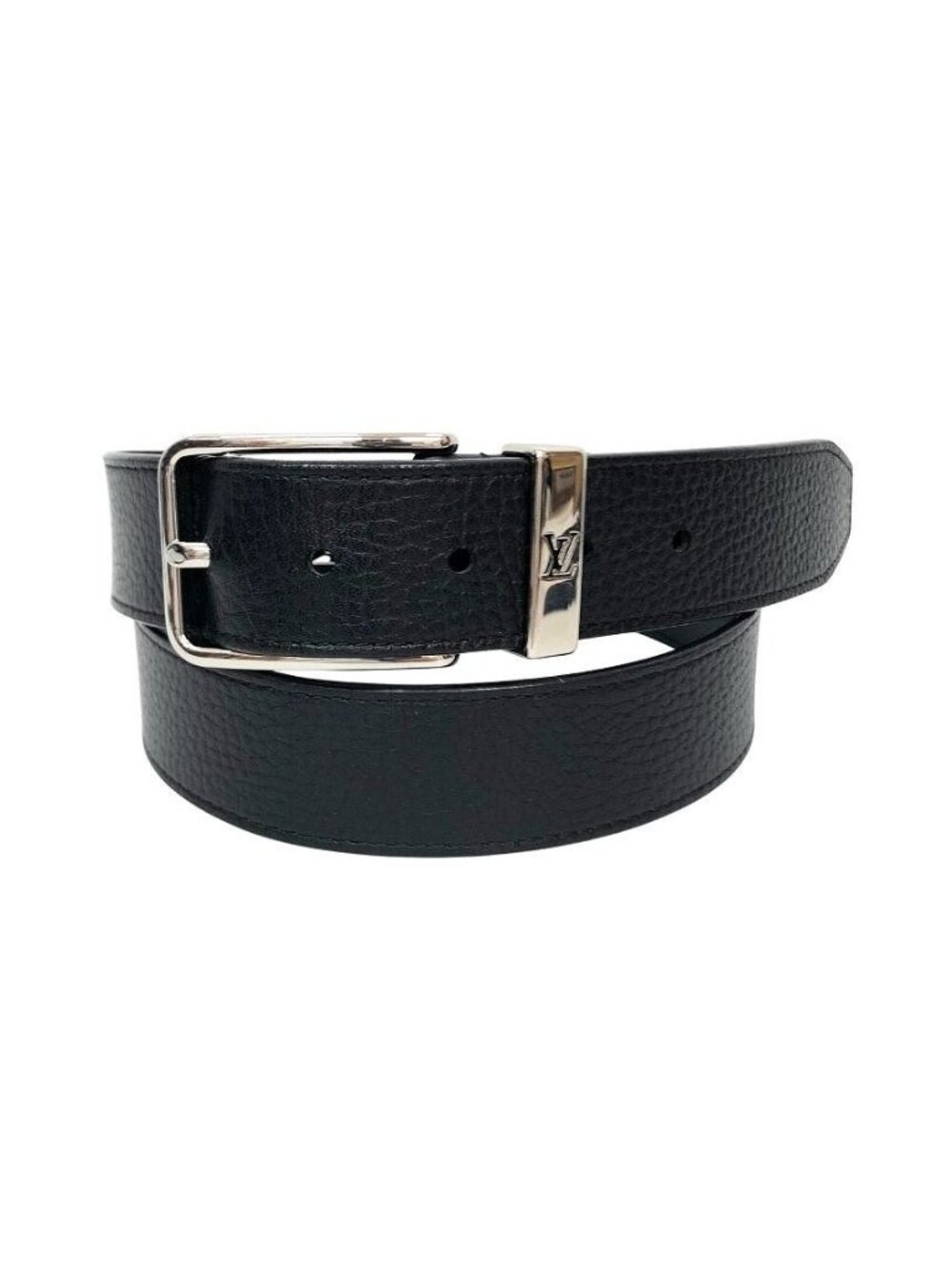 Louis Vuitton Leather Belt Ceinture Pont Neuf 35 95/38 Black Silver